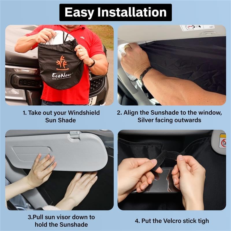 for Kia Forte 2019-2024 2025 Windshield Sunshade Compatible-EcoNour 240T Polyester Material Cars Sun Visor Reflector Blocks UV Rays - Foldable Sunshade Interior Protection Kia Forte Accessories