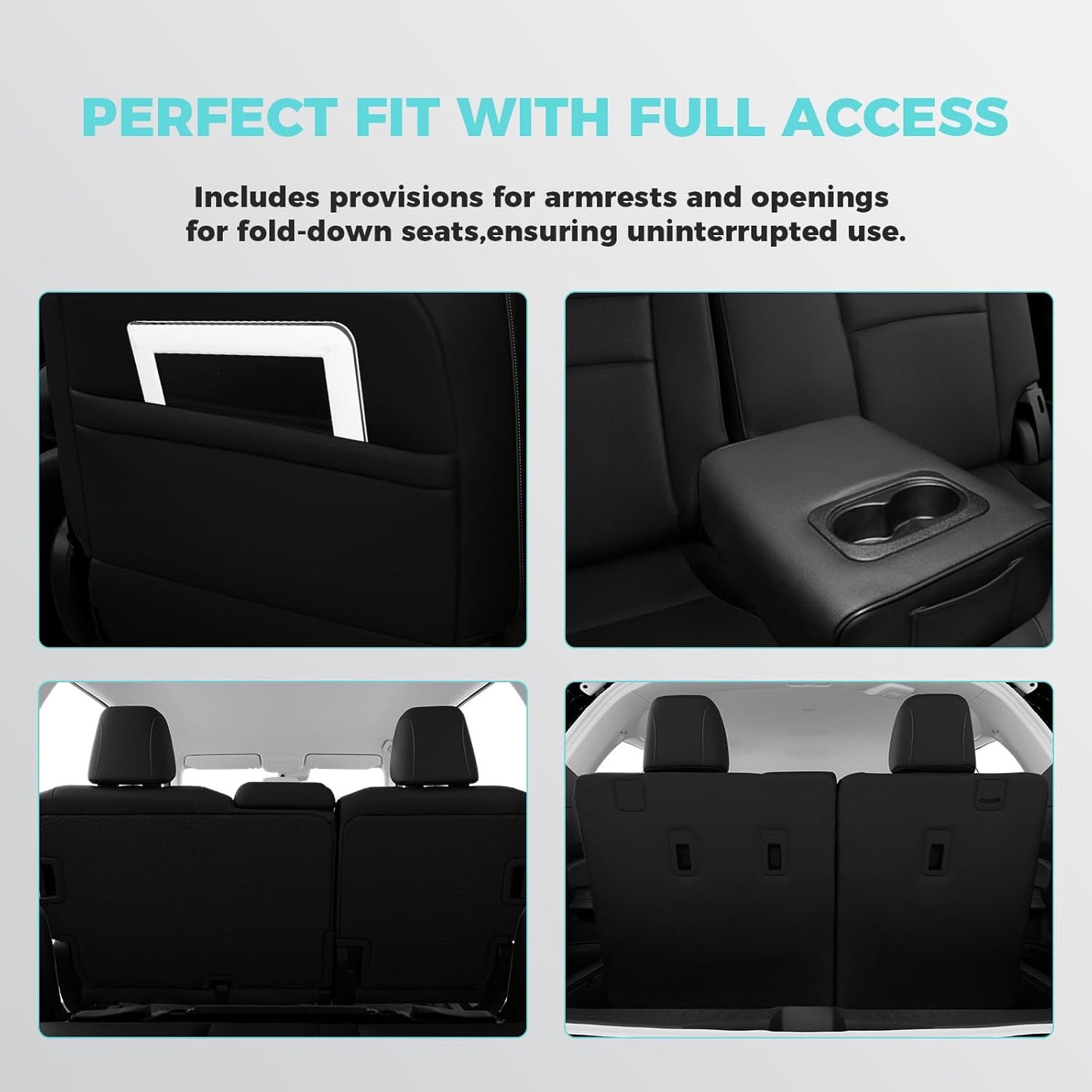 Custom for Honda Pilot Seat Covers - Car Seat Protectors Full Set for Pilot LX EX 2016 2017 2018 2019 2020 2021 2022-8 Seats,Faux Leather Full Coverage Waterproof, Black