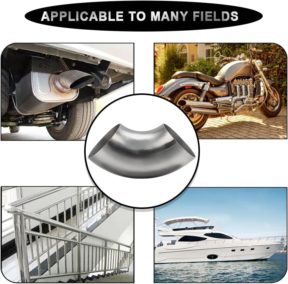 Cotonake OD 5 Inch 90 Degree SS304 Stainless Steel Bend Tube Exhaust Elbow Pipe for Car Modified Exhaust System 5" Piping Silver Tone,Stair Handrail (1pcs)