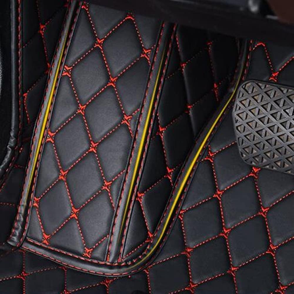 Custom All-Weather Protection Luxury Leather Floor Mats for Cars SUVs Trucks According Anti-Slip Leather Floor mats (41,Striped Dark Brown)