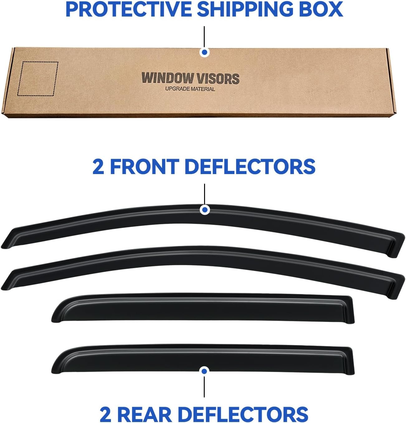 Window Visors Rain Guards Shield for 2004-2015 Nissan Titan Crew Cab, Out-Channel Window Vent Wind Deflectors Visors Shades for 04-15 Nissan Titan Crew