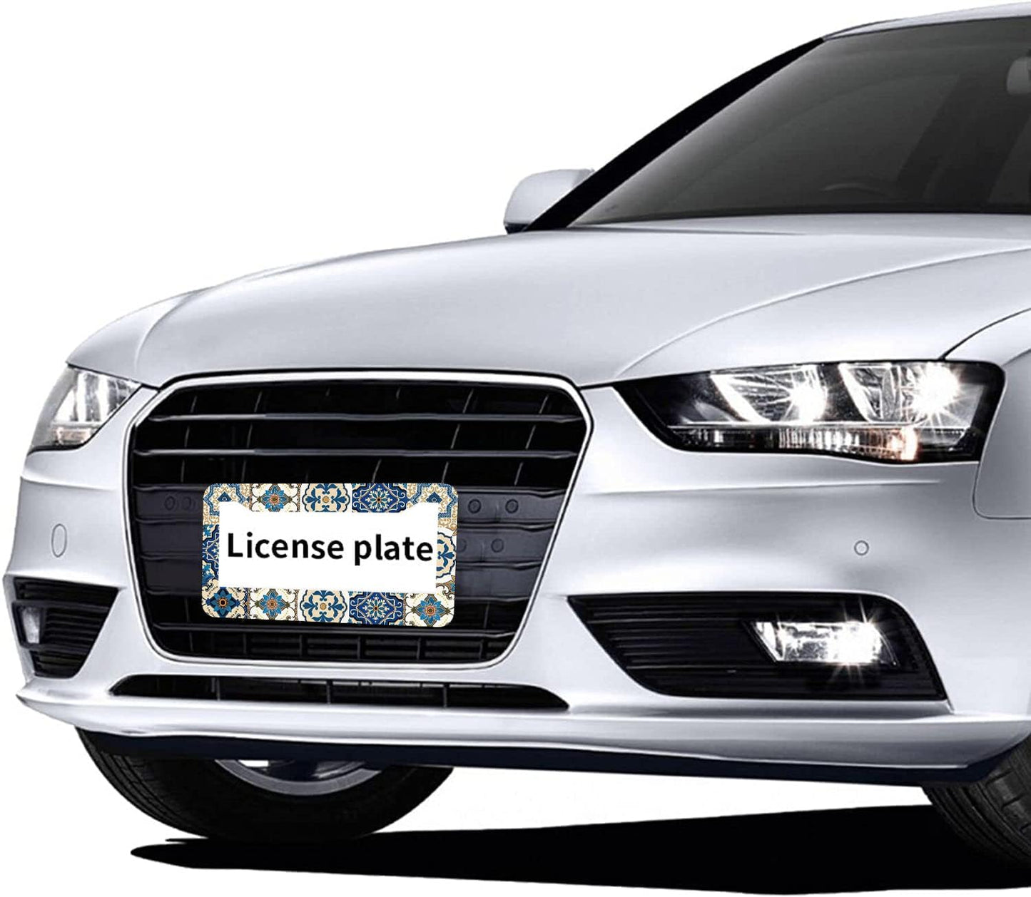 Boho Mexican Tile License Plate Frames - 2 Pcs Set 2 Holes Metal Aluminum Auto Car Accessories Decoration License Plate Frame 12.2 x 6.3 inch for Women Men Gift