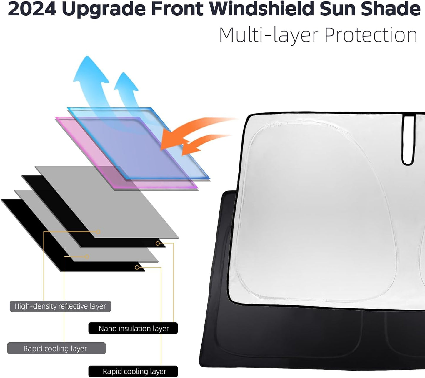 for 2025 Upgrade Highlander Windshield Sun Shade Front Sunshade Custom fit for 2007-2024 Toyota Grand Highlander Hybrid SUV Windshield Cover for 2022 Mirai Venza Toyota RAV4 Window Sun Visor Protector
