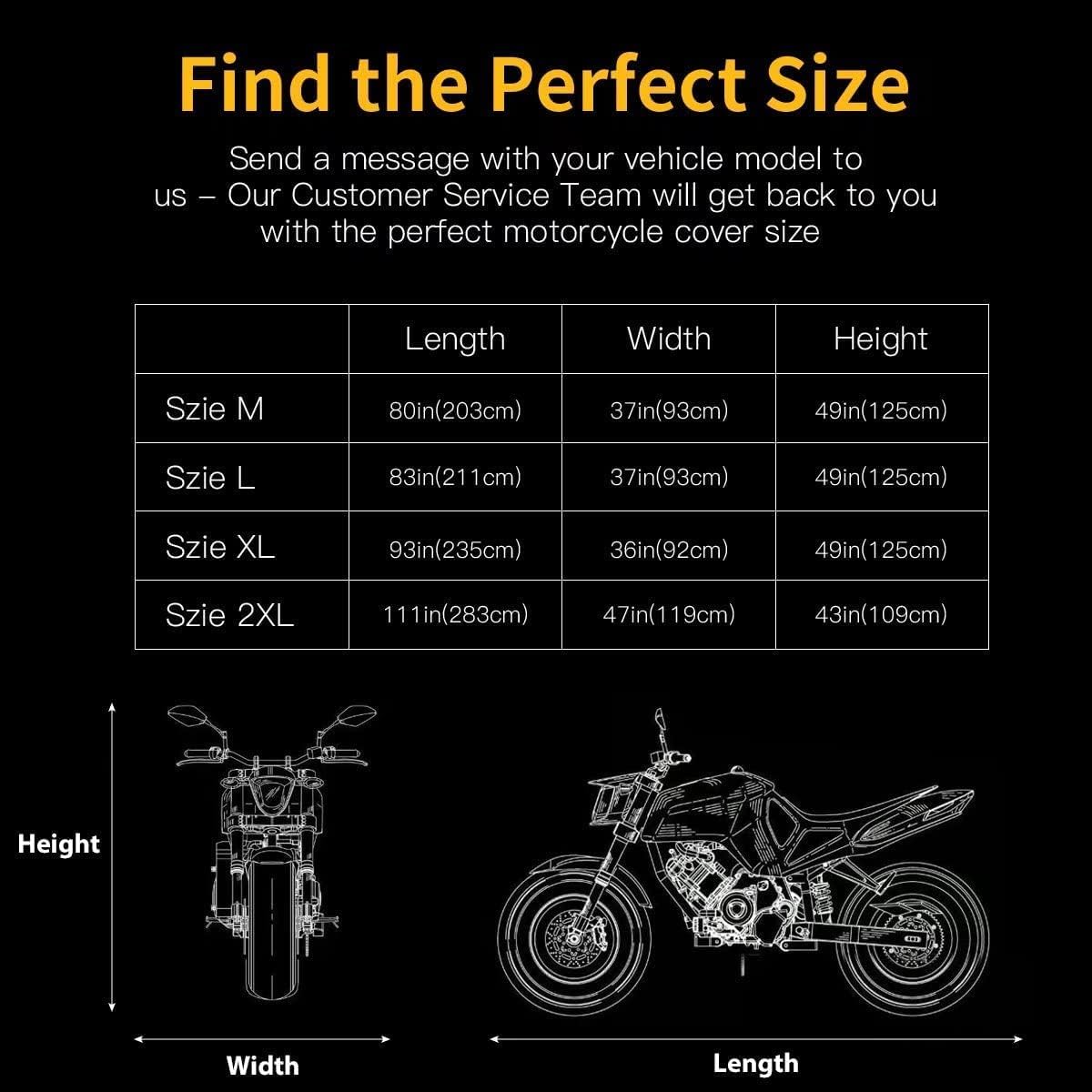 Coverado Motorcycle Cover Waterproof, All Weather Protection Outdoor Full Motorcycle Covers - UV Proof with Flame Retardant Fabric Fit for Harley Davidsion Yamaha Honda Suzuki (up to 111" Motors)