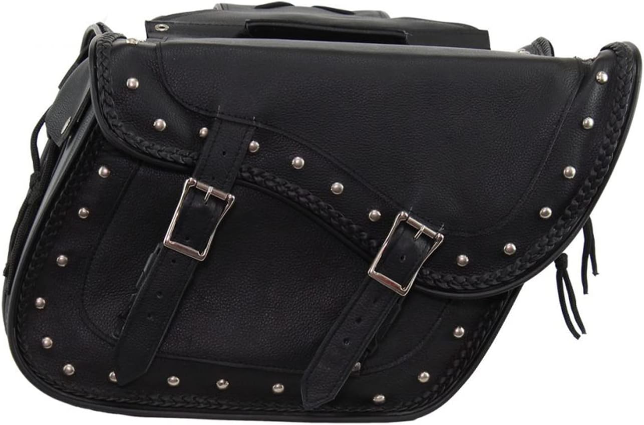 GARGOYLE BELLS Genuine Leather Motorcycle Saddle Bags Motorcycle Luggage Bag For Softails Sportsters Dyna ect