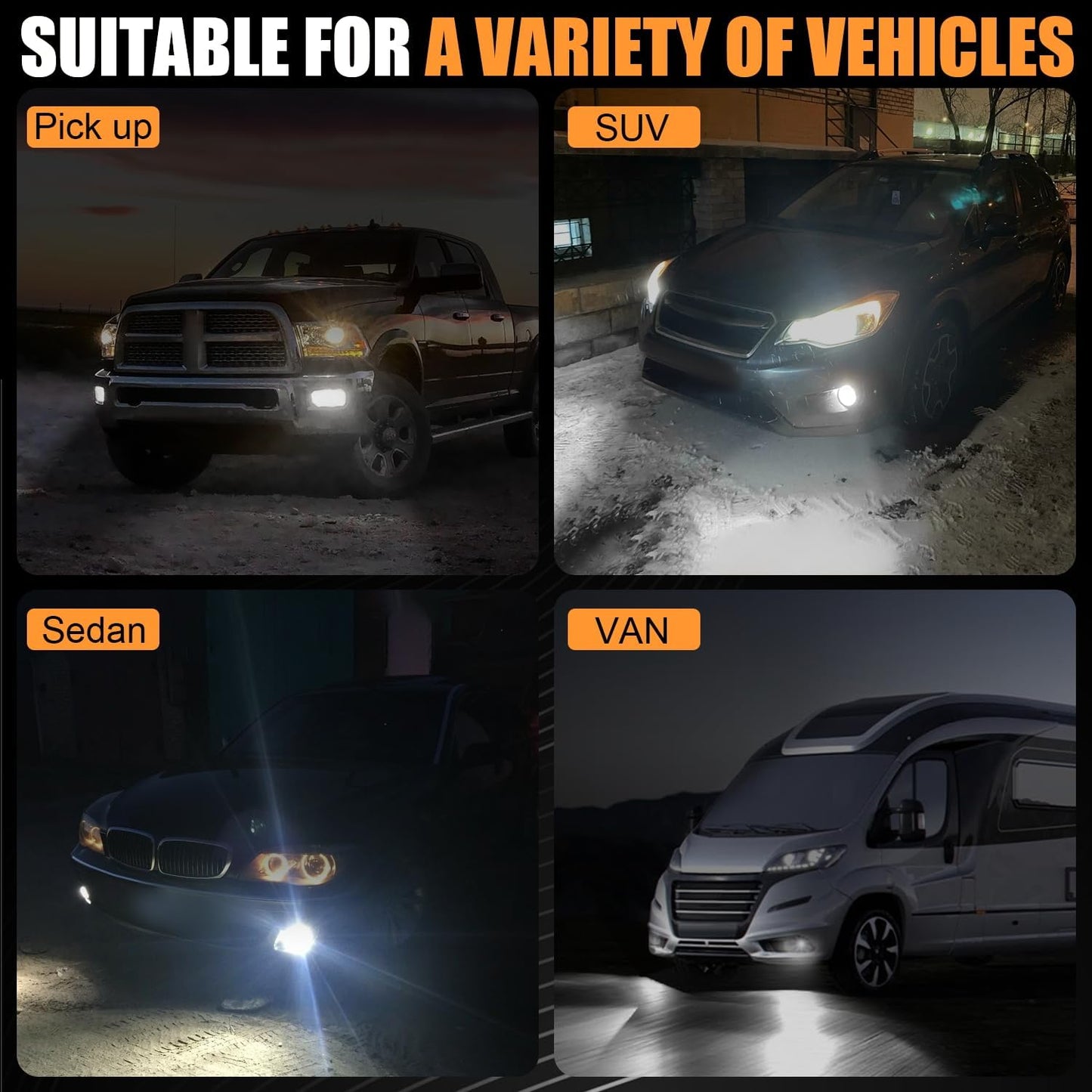 P13W 12277 LED Bulbs, Super Bright SH23W Fog Light 6500K Cool White, Pack of 2