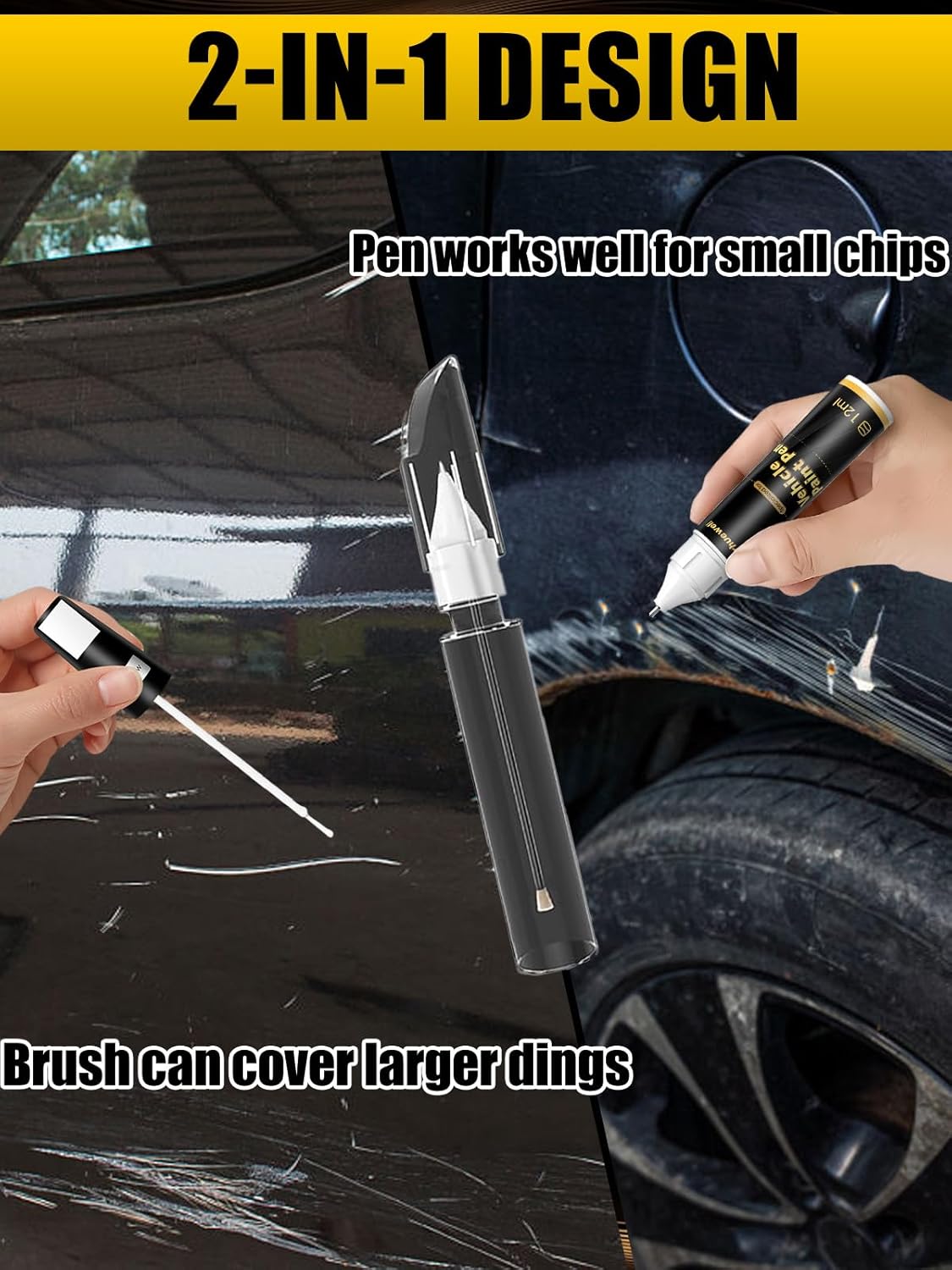 (W8/WW8) Quartz White Pearl Tricoat Touch Up Paint Compatible with Hyundai, Exact Match Car Paint Pen Automotive Scratch Repair Remover Kit Quick & Easy Solution for Vehicle Chips and Nicks