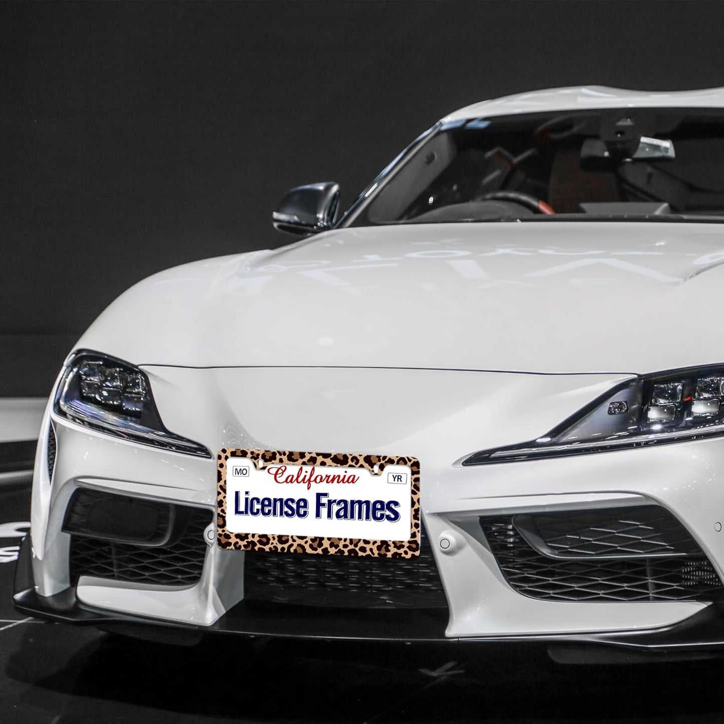 Stainless Steel Brown Cheetah License Plate Holder Leopard Print License Plate Frame Cheetah Leopard Car License Plate Covers tag Frame for Women 12.3" X 6.3"