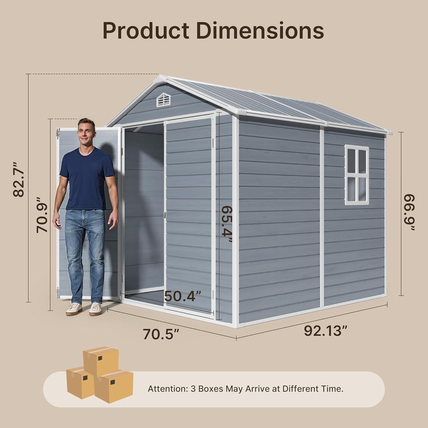 Gizoon 8x6 FT Outdoor Storage Shed with Floor, Resin Garden Tool Shed with Lockable Doors, Window, Vents, Reinforced Steel Frame, Waterproof Plastic Storage Sheds for Backyard, Patio, Lawn