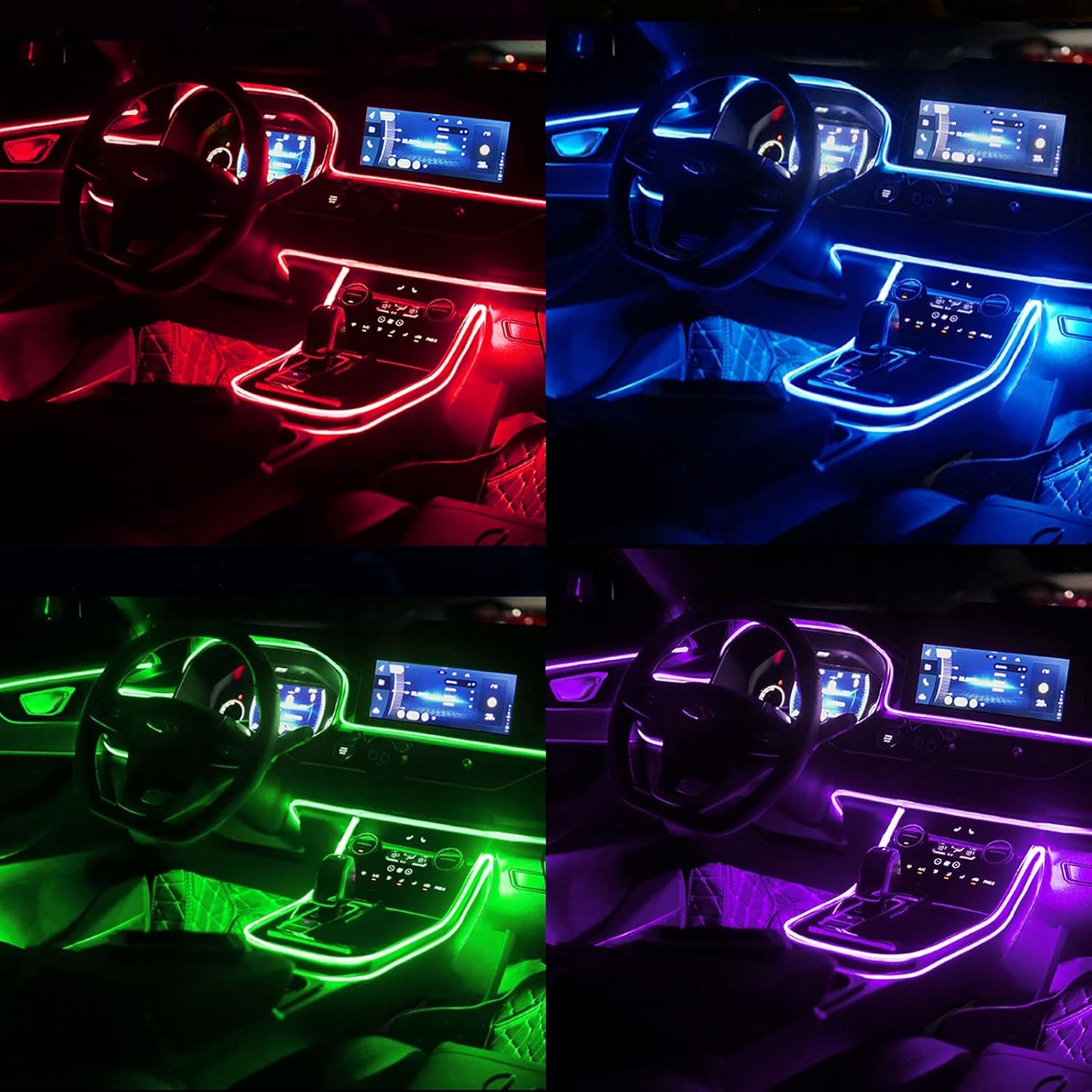 Interior Car LED Strip Lights with Wireless APP and Remote Control, RGB 5 in 1 Ambient Lighting Kits with 236 inches Fiber Optic, 16 Million Colors Car Neon Lights, Sync to Music