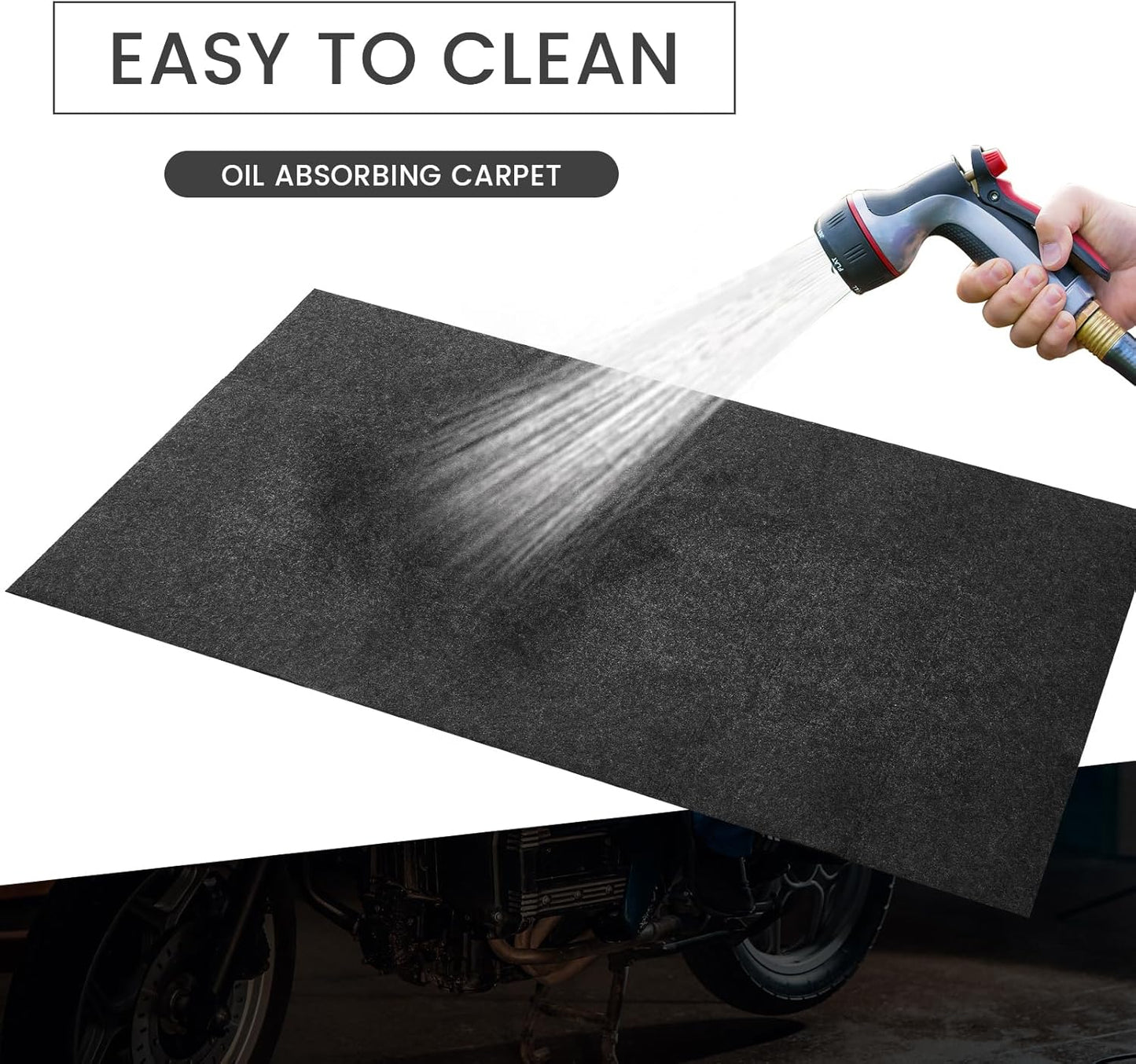 1 Pcs 36 x 60 Inch Oil Spill Mat for Driveway Garage Under Car Leaks Absorbent Oil Pad, Black Rubber Mat Garage Floor Protecting with Waterproof Backing, Reusable, Washable, Non Slip