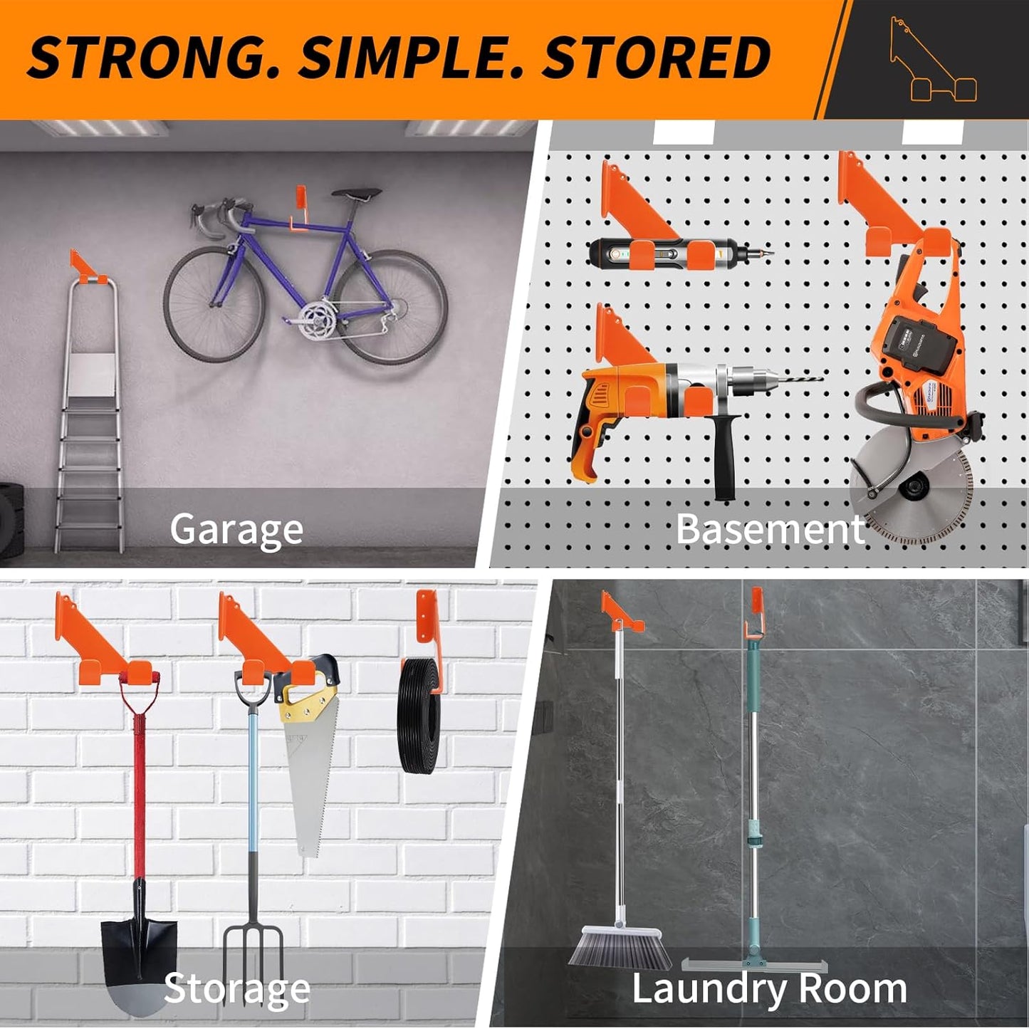 Chainsaw Holder, 3 Pack Wall Mounted Chainsaw Hanger, Scratch-Resistant Chain Saw Holder, Garage Organization Chainsaw Rack, Space-Saving Design Ideal for Garage, Workshop, Storage