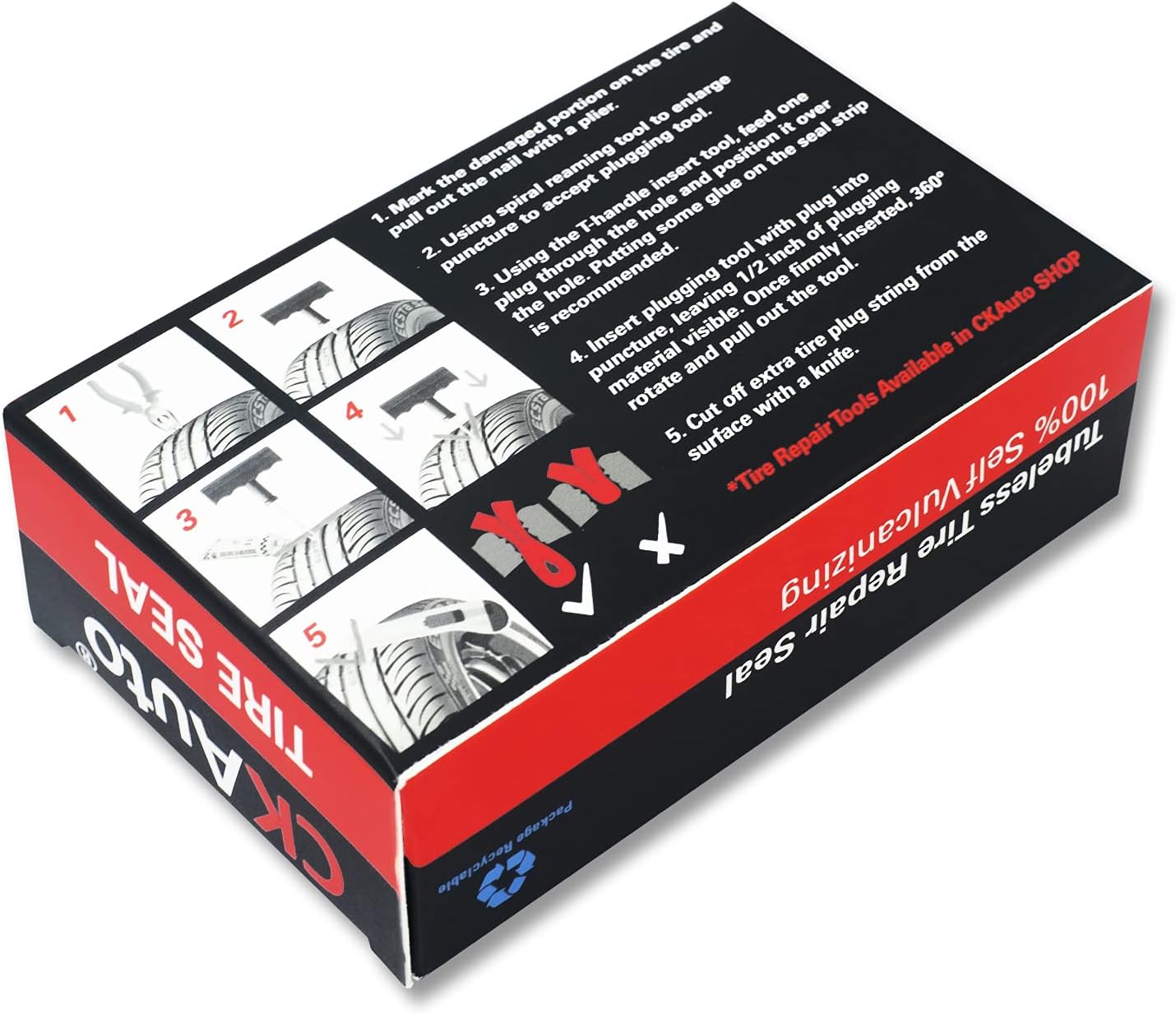 CKAuto 30pcs 4" Brown Tire Repair Strings, Automotive Tool Tire Repair Plugs for Tubeless Off-Road Tires Car, Bike, ATV, UTV, Wheelbarrow, Mower