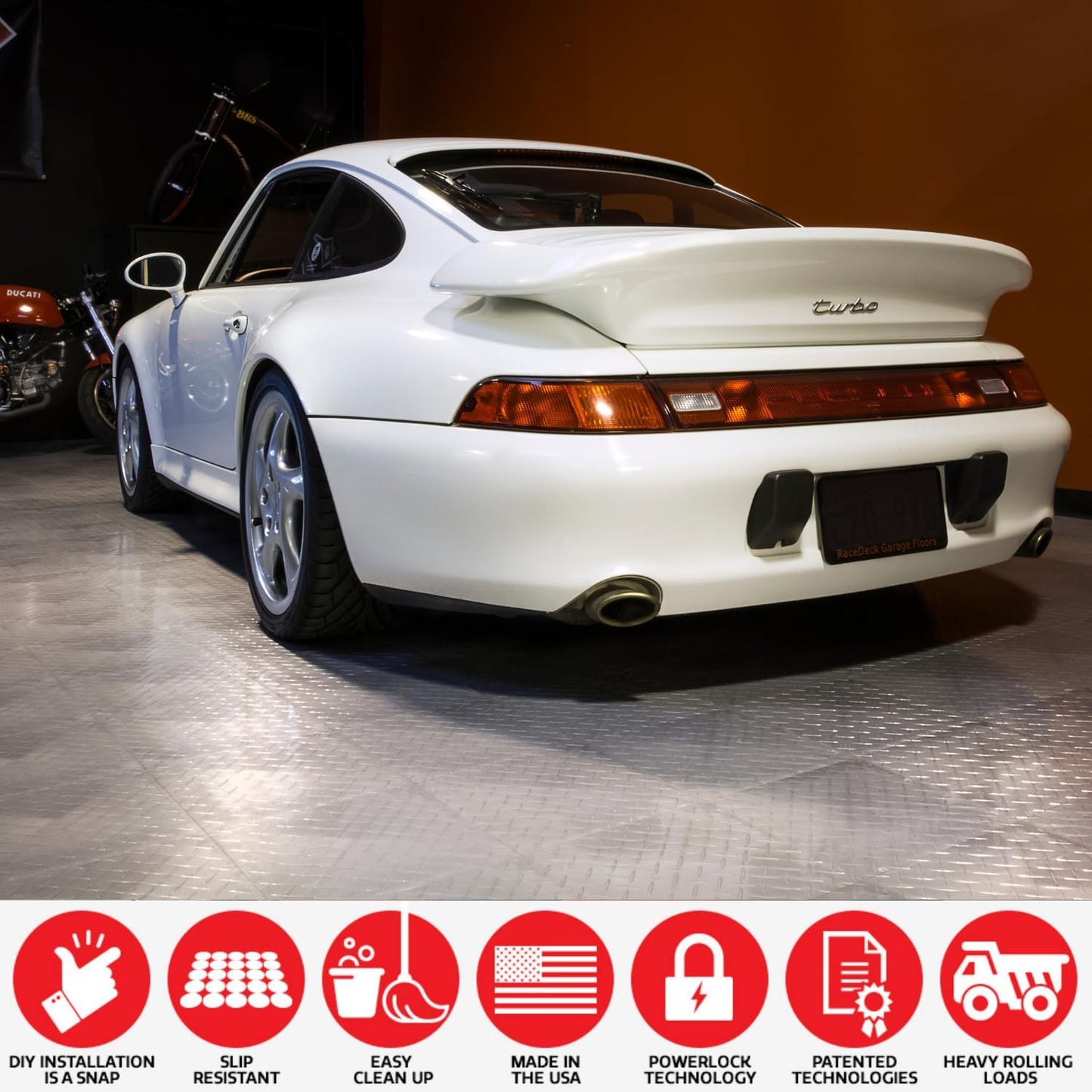 Big Floors RaceDeck Diamond Plate Design, Durable Interlocking Modular Garage Flooring Tile (Graphite, 12 Pack of 12 x 12" Tiles)