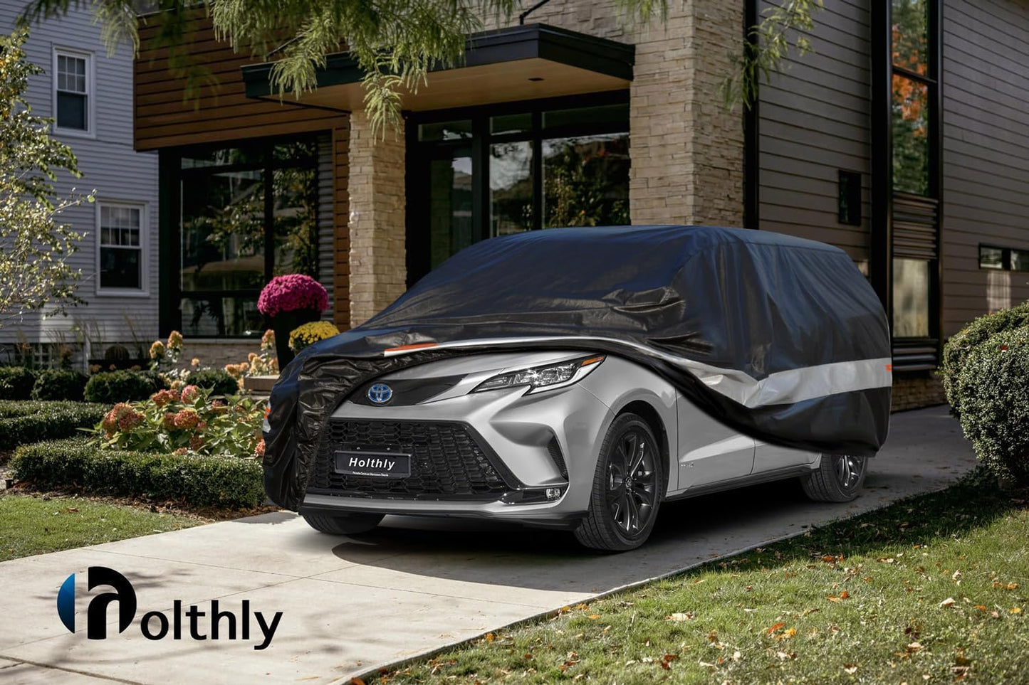 10 Layers Minivan Car Cover Custom Fit for Toyota Sienna (2010-2024) Waterproof All Weather for Automobiles, Outdoor Full Cover Sun UV Rain Protection with Cotton.Black