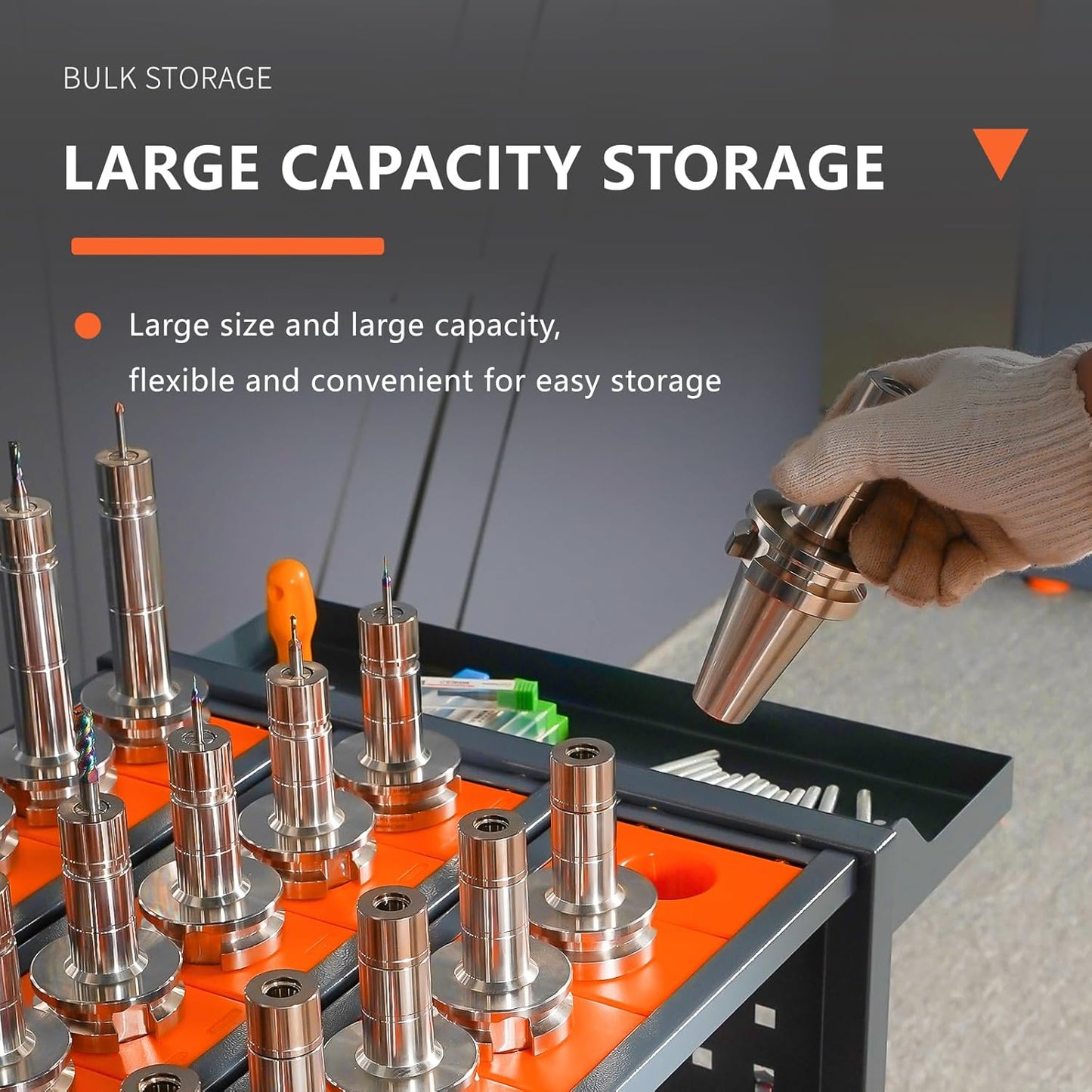 Grey Classic 40 Taper CNC Tool Holder Transfer Cart, 35 Capacity CAT/BT40 Service Carts with Wheels Heavy Duty, Multi-Function Workshop CNC Tool Trolley