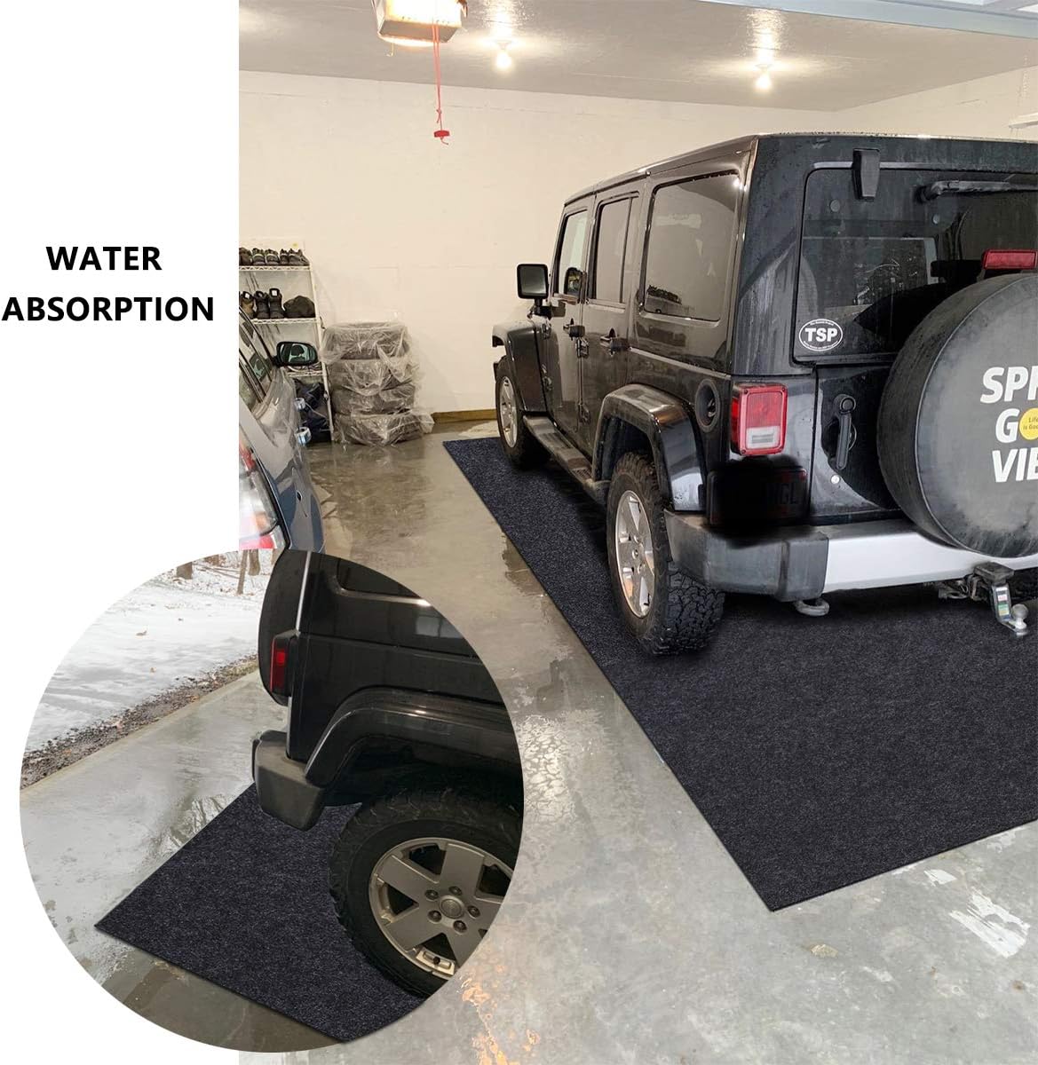 Garage Floor Mat,Absorbent Oil Mat—Floor Mat for Golf Carts,Motorcycles,Protect Garage and Shop Floor Surface,Absorbent Felt and Leak-Resistant Anti-Slip Backing,Reusable/Washable (8'6" x20')