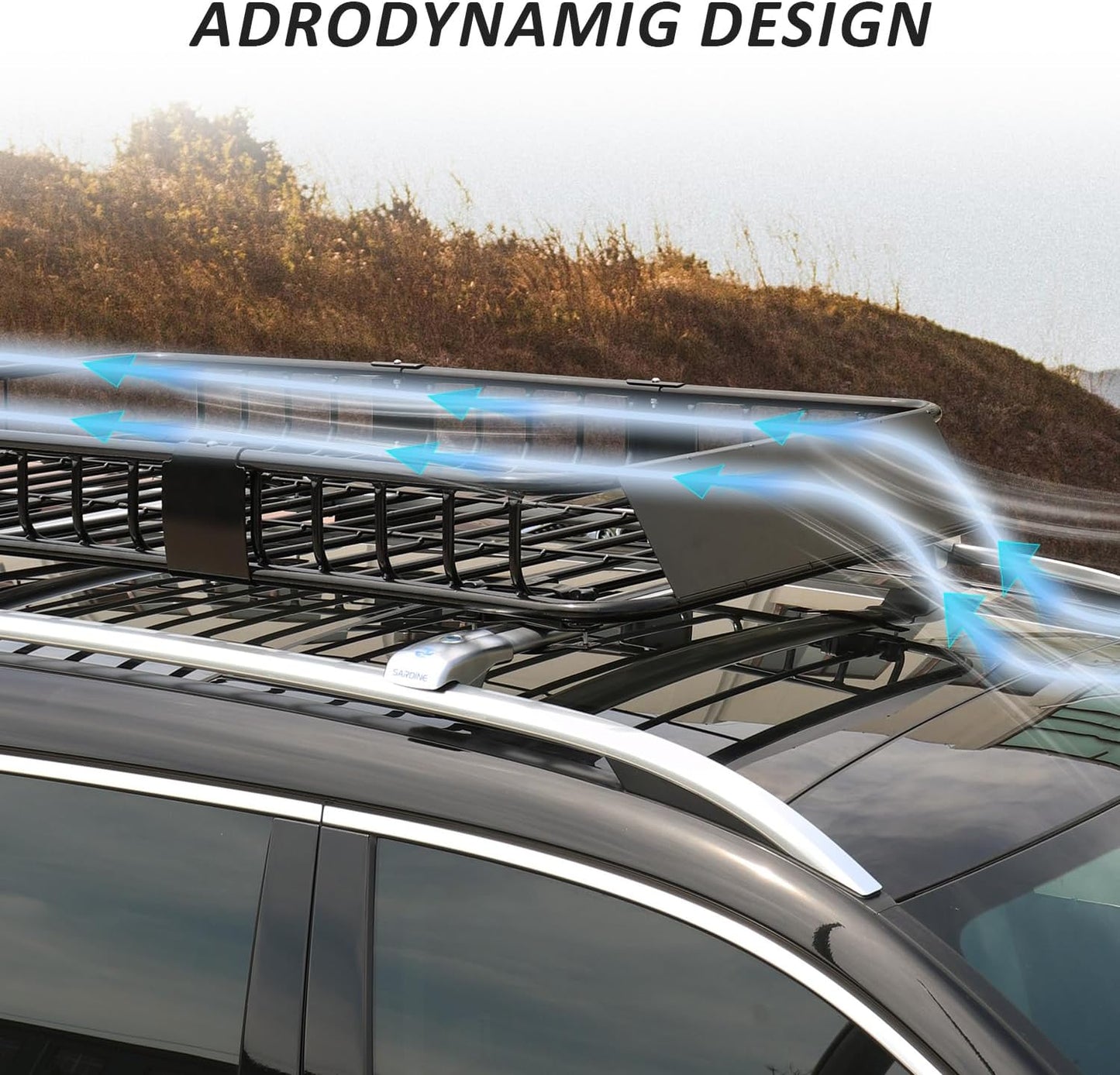 FORWODE 250LB Capacity Heavy Duty 64" x 39" x 6" Roof Rack Cargo Carrier Basket – Includes Cargo Net, for SUV/Truck/Van, Perfect for Travel & Camping