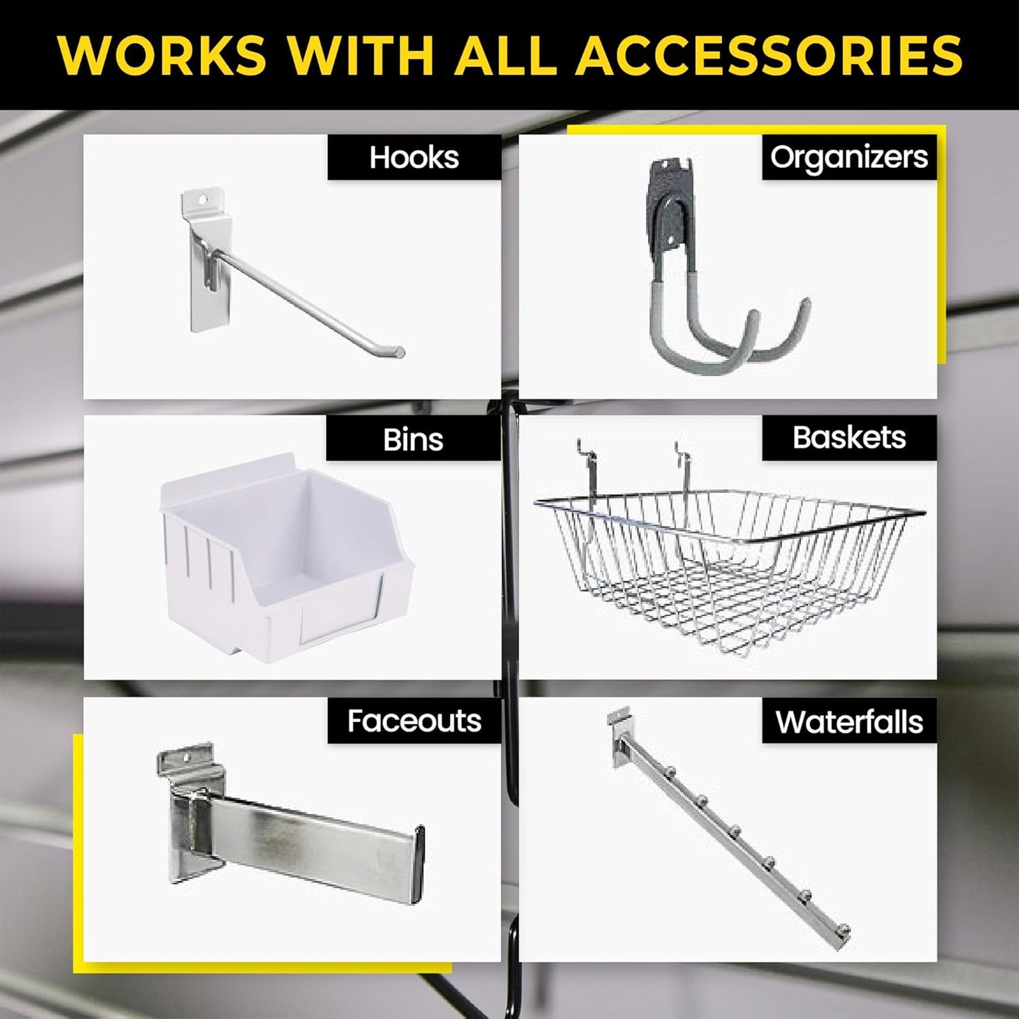 DLDIRECT Slatwall Panel Garage Wall Organizer: Heavy Duty Mounted PVC Rack, Interlocking Slat Paneling for Storage, Board, Shelves System -Black (2’H x 4’W)