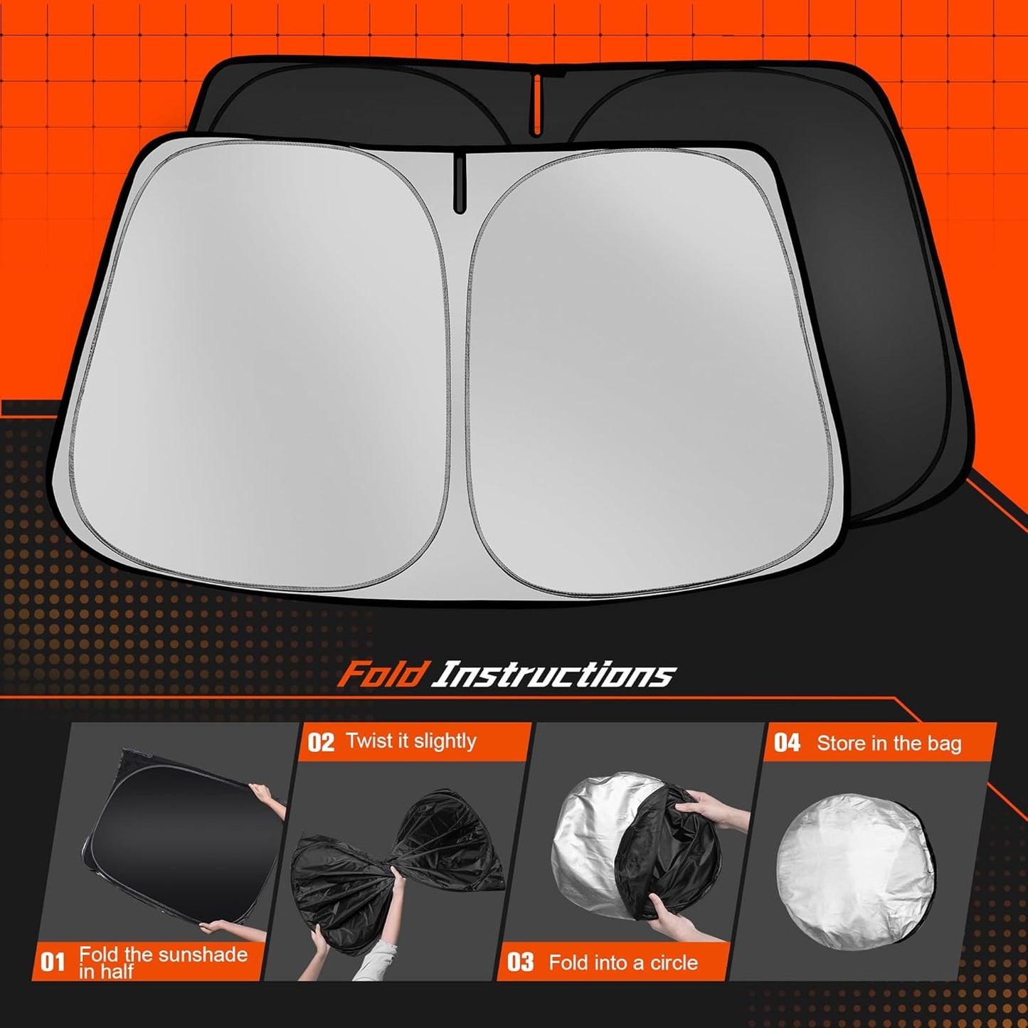 Custom Fit Windshield Sun Shade for Toyo-ta Sienna 2021-2025 - Full Coverage, 210T Reflective Fabric, Double-Layer Design - Blocks 99% UV Rays, Keeps Car Cool, Easy to Install and Store