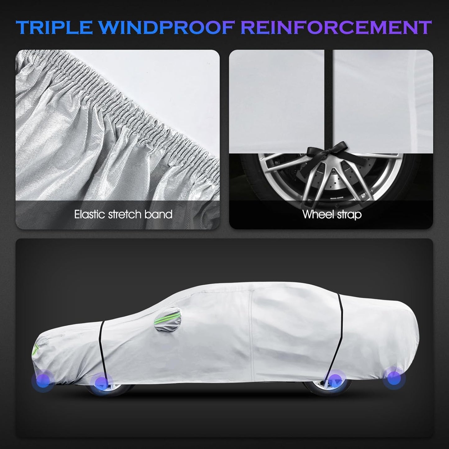 Car Cover Custom Fit for Toyota Camry 1996-2025,Honda Accord 2001-2025,6 Layers Truck Cover Waterproof All Weather for Automobiles,Outdoor Full Exterior Cover,Rain, Sun, Wind Protection,Silver