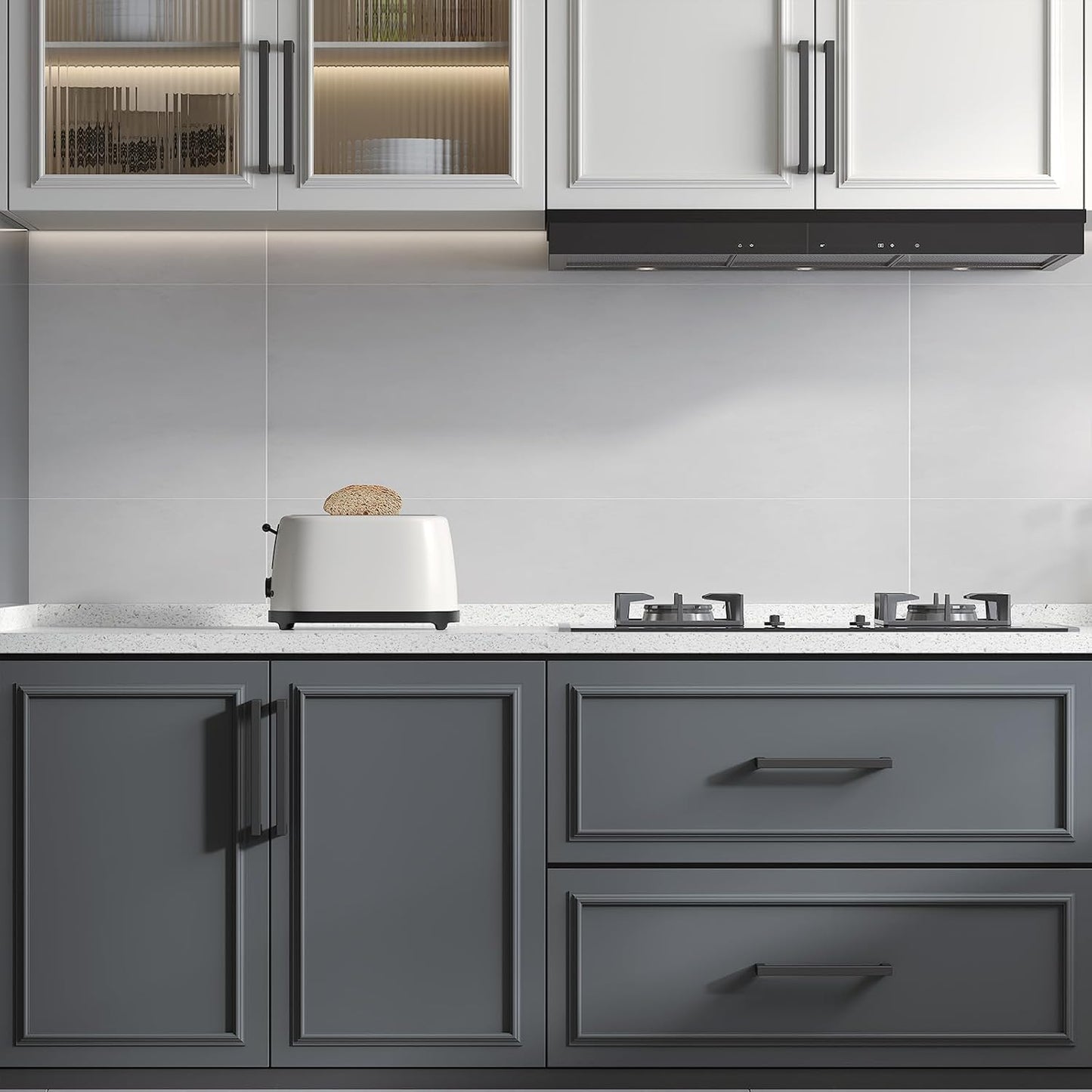 goldenwarm 150 Pack 7-1/2in Black Square Bar Cabinet Pull Drawer Handle Stainless Steel Modern Hardware for Kitchen and Bathroom Cabinets Cupboard,Center to Center 192mm Matte Black Drawer Pulls