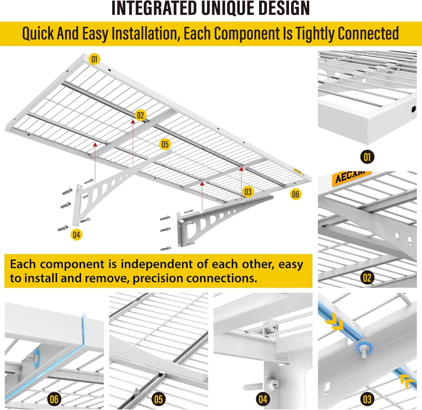 1.64x4ft 4Pack Wire Shelving Unit Heavy Duty Garage Storage Shelves Wall Mounted White 1120lbs Load Capacity(20-inch-by-48-inch)