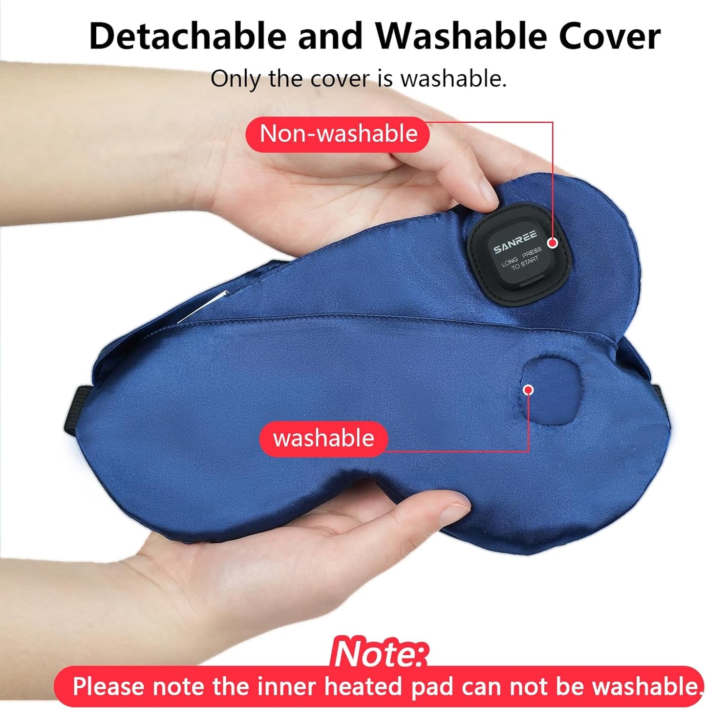 Heated Eye Mask, Warm Eye Compress for Dry Eyes Blepharitis Stye Moist Hot Relief , Electric Blackout Cordless Heating Pad for Traveler Computer Tied Eyes,Washable Rechargeable Sleeping Mask Gift