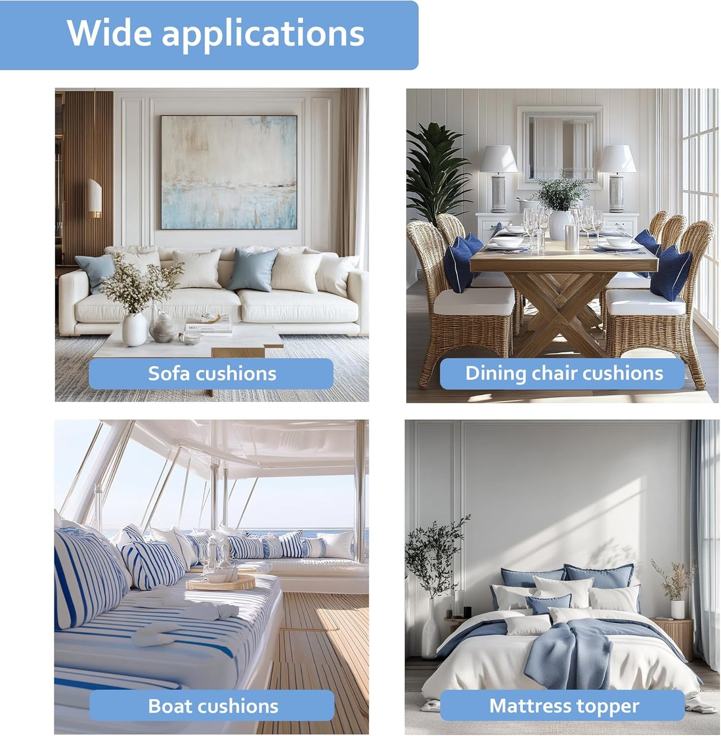 GoTo Foam 3" Height x 24" Width x 72" Length 44ILD (Firm) Upholstery Cushion Made in USA