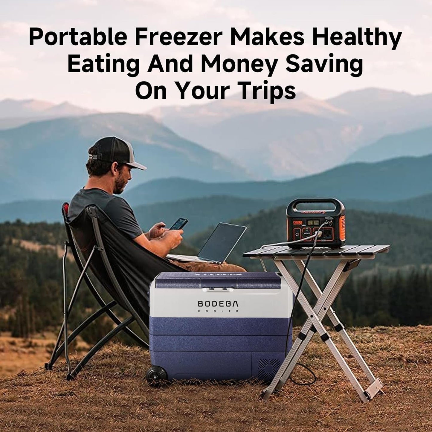 BODEGACOOLER 12 Volt Portable Refrigerator,64 Quart Car Fridge Dual Zone -4℉-68℉,60L Car Freezer APP Control,Electric Compressor Cooler 12/24V DC and 100-240V AC for RV,Camping,Travel,Truck,Vehicles