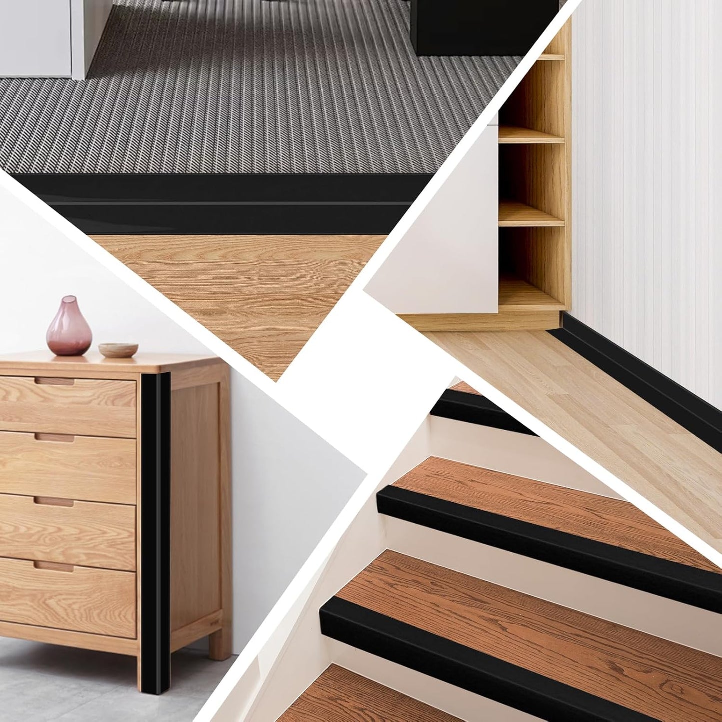 Wall Corner Protector Moulding Trim Peel and Stick Wall Corner Guards Trim Flexible Self Adhesive Edge Protector Moulding, 0.8 in x 20 Ft, Black