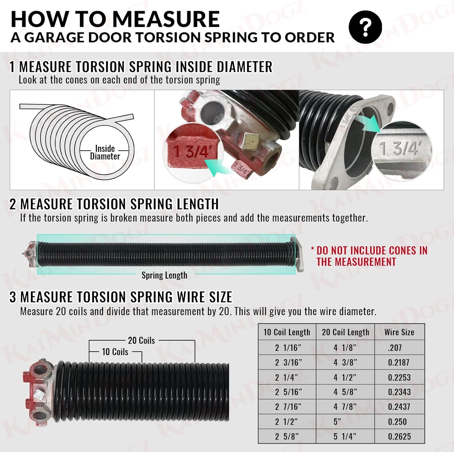 Pair of 1.75" Garage Door Torsion Springs Set with Non-Slip Winding Bars&Gloves, High Precision Electrophoresis Oil-Free Black Coated for Replacement, MIN 16,000 Cycles (0.250 x 1.75"x 39")