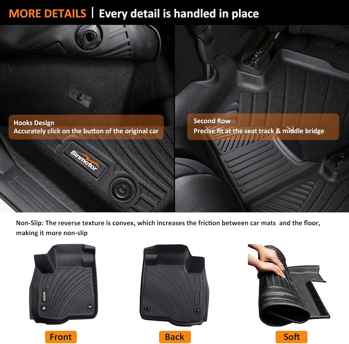 Binmotor-Floor Mats & Cargo Liner for Hyundai Elantra 2025 2024 2023 2022 2021, All Weather Car Floor Mat for Elantra Accessories (Include Elantra N)