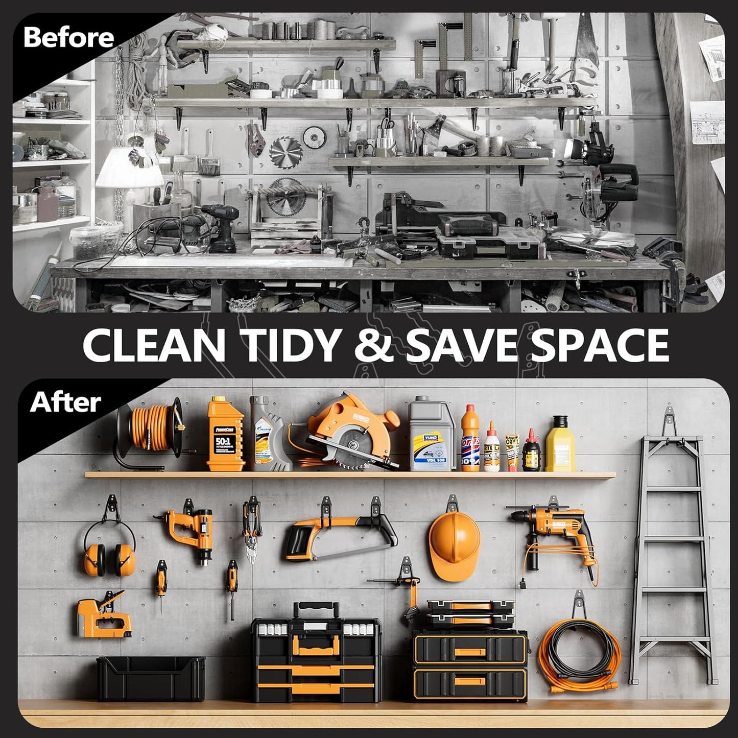 Garage Storage Hooks, 12 Pack Steel Heavy Duty Wall Mount Hooks for Hanging Bike, Ladder, Garden Tools