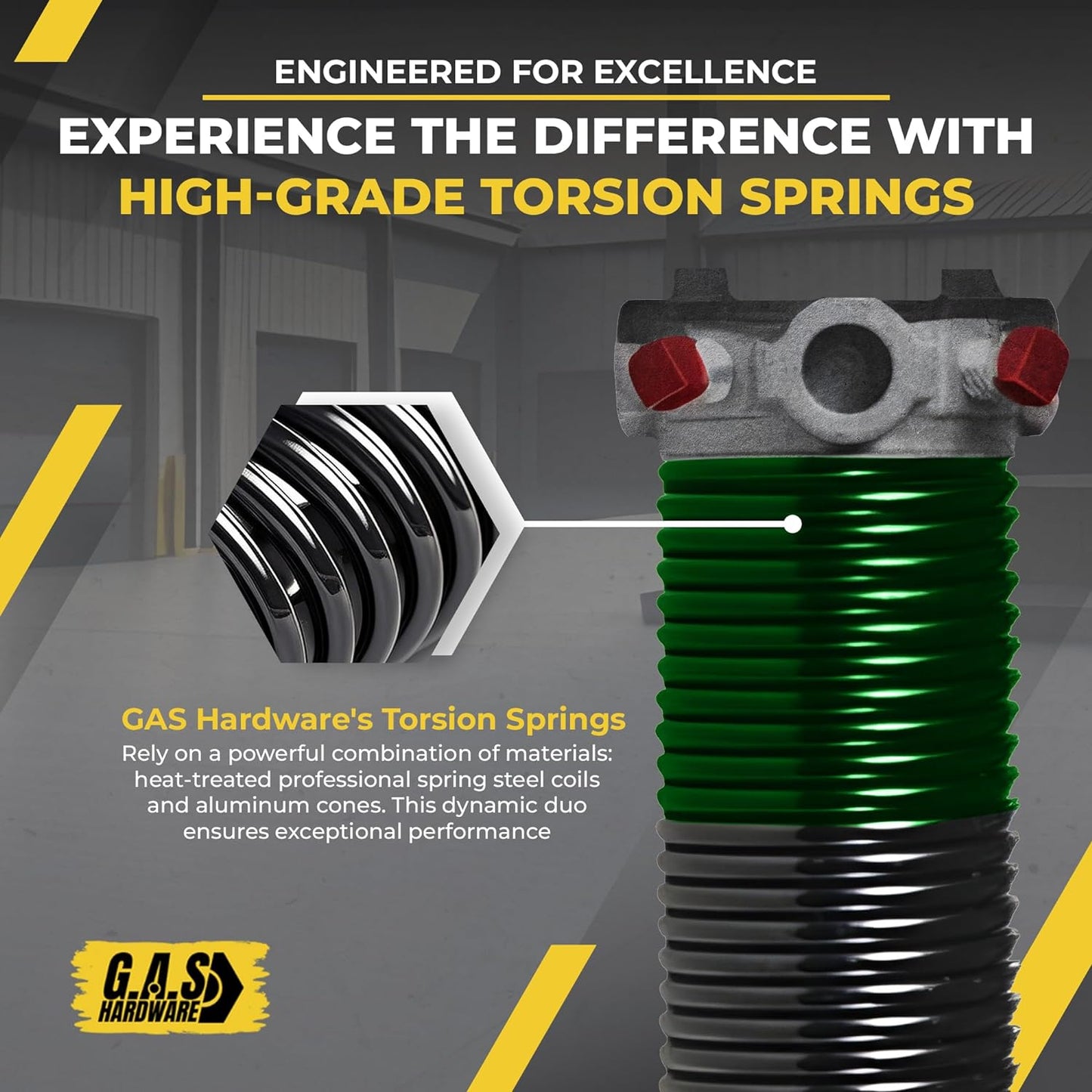 Garage Door Torsion Spring 243x1.75x38 Includes 1” Steel Bearing, Non-Slip Gloves, and Winding Bars for Left Side of Garage Door Precision E-Coating 5-Year Warranty Min. 30,000 Cycles (Red Cone)