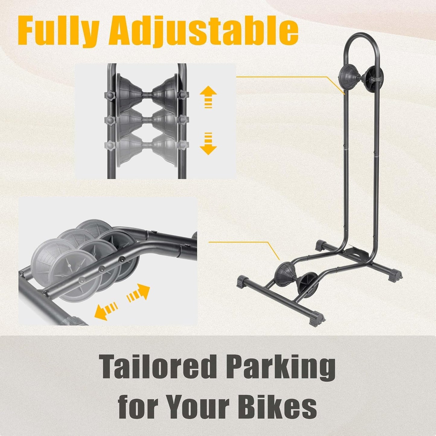 CyclingDeal Fat Snow Bike Floor Stand Parking Rack - for 24"-29" MTB Mountain & Road Bikes with Tire Width up to 5" - Bicycle Indoor Outdoor Garage Storage