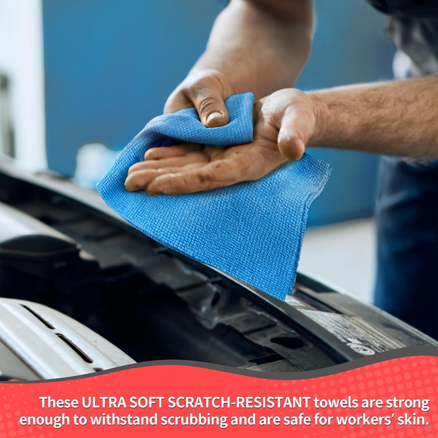 HOMERHYME Shop Towels, 100 Pack Microfiber Towels for Cars, Microfiber Cleaning Cloths, Bulk Multipurpose Lint-Free Cleaning Rag for Mechanic Automotive Garage Office, 11.5"*11.5" Blue