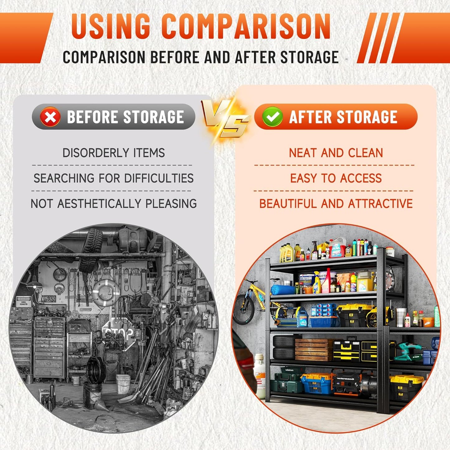 Heavy Duty 5-Tier Shelving Unit 2750LBS Capacity - Adjustable Steel Garage Shelves for Warehouse, Basement Storage(71''H x 35.4''W x 13.8''D)