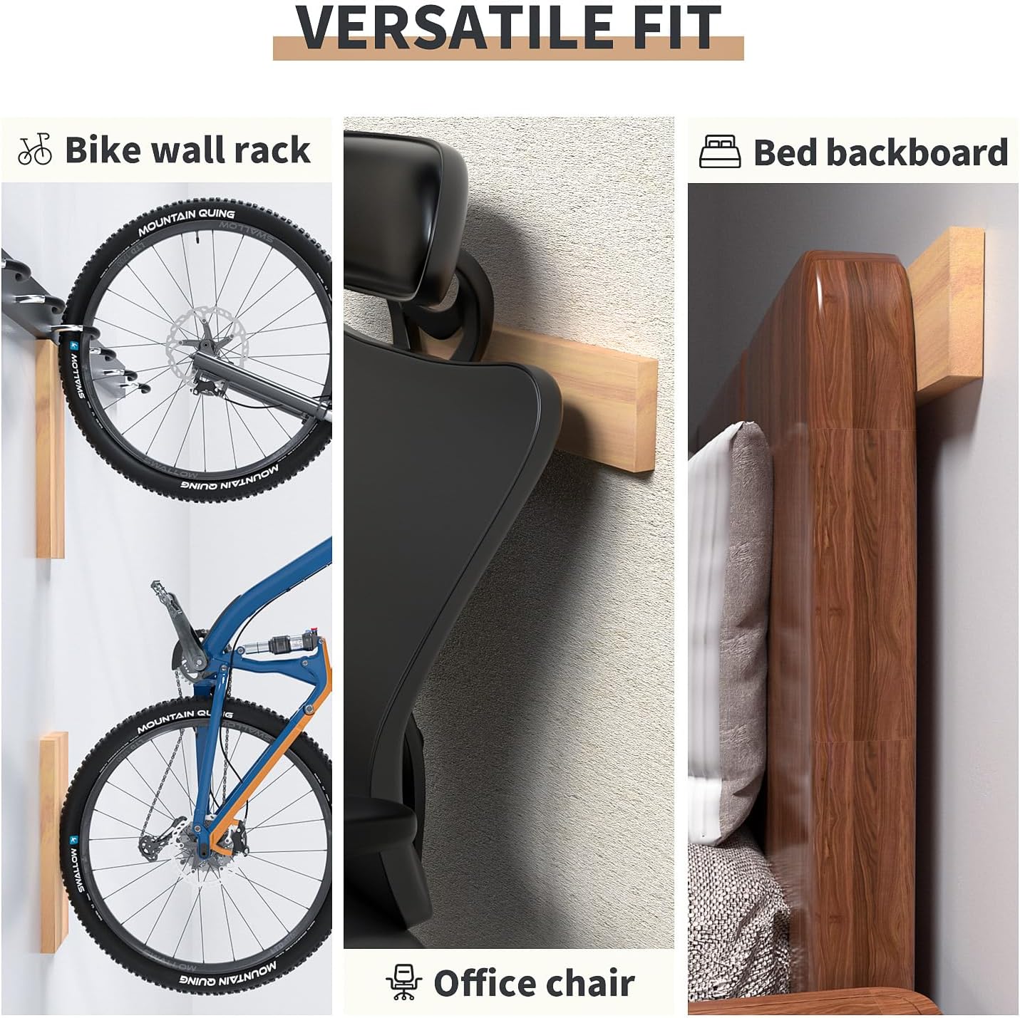 GWP04 Wood Grain Garage Wall Protector Car Door Protectors, Garage Accessories, Parking Stopper for Garage, Tool-Free, Designed in Germany (6-Pack)