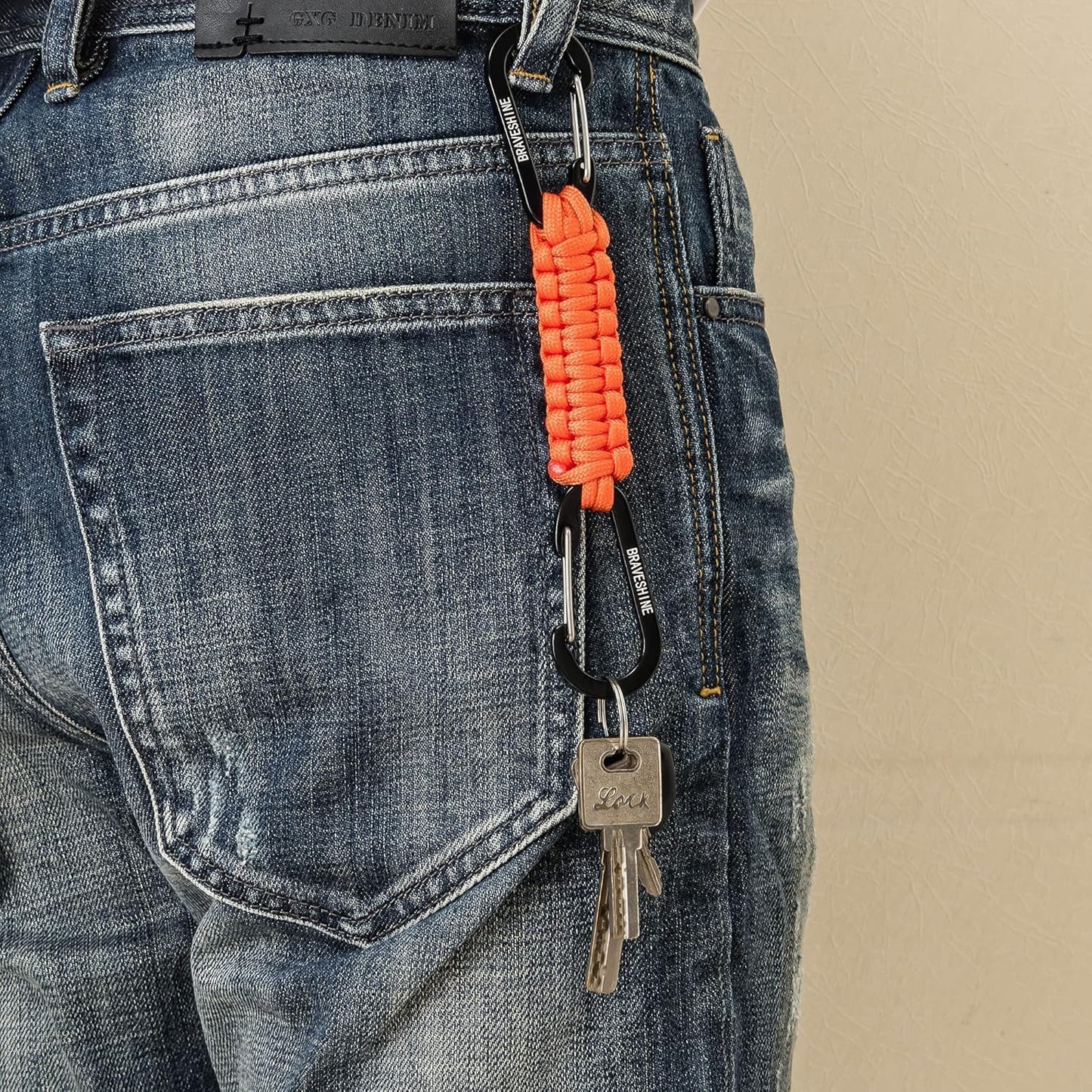 BRAVESHINE Paracord Keychain Carabiner Clip, D Ring Lanyard Hanger Stroller Hook for Water Bottle, Key, Backpacks, Men, Women