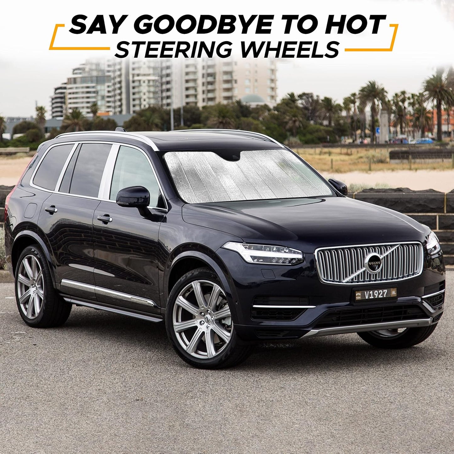 EcoNour Accordion Car Windshield Sun Shade | Car Sun Visor to Protect Harmful UV Rays | Foldable Automotive Windshield Sunshades | Window Sun Blocker to Keep Your Vehicle Cool & Comfort - 58" x 28"