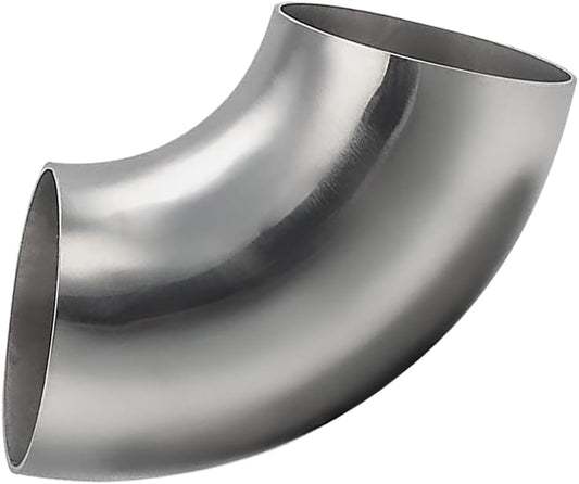 Cotonake OD 5 Inch 90 Degree SS304 Stainless Steel Bend Tube Exhaust Elbow Pipe for Car Modified Exhaust System 5" Piping Silver Tone，Stair Handrail (1pcs)