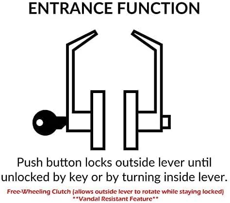 Commercial Lever Door Lock - Heavy-Duty Locking Door Handle, ADA Door Handles, Cylindrical Lever Lock, Non-Handed Grade 2 Industrial Door Handle, 26D Satin Chrome, Entrance w/Clutch