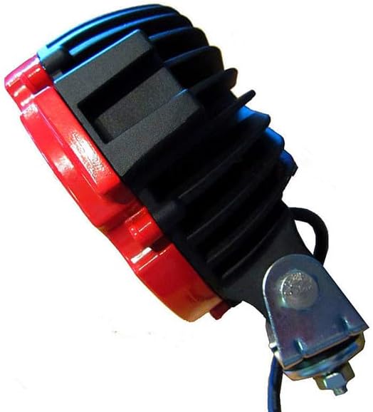 Black Horse Grille Brush Bumper Guard Modular Black Come with Pair of 7.0" Dia.LED Lights with Red Trim Rings Compatible with 2006-2014 Honda Ridgeline-17A152500A1MA-PLR