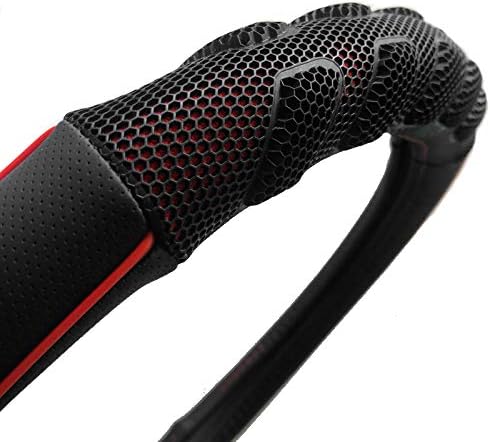 Flying Banner car Steering Wheel Cover Faux Leather Massage Universal fit 3D Honeycomb Hole Anti-Slip Sporty 15 Inches (Red Black)