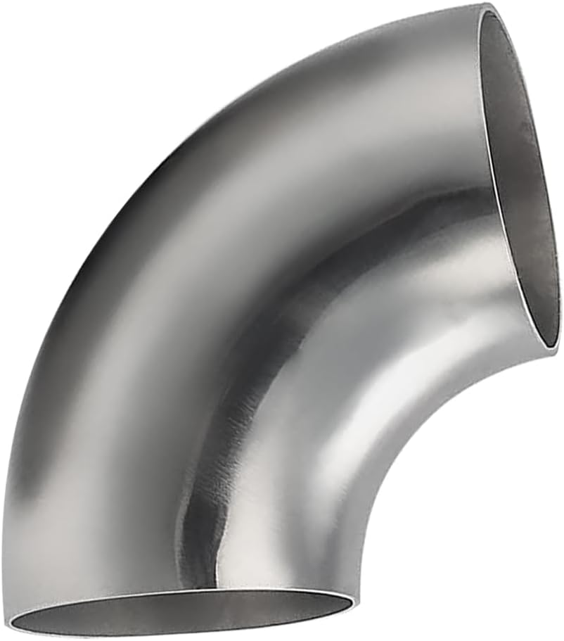 Cotonake 4.5 Inch Exhaust Elbow Pipe 90 Degree Bend Elbow for Car Modified Exhaust System 4.5" Piping Silver Tone，Stair Handrail (1pcs)