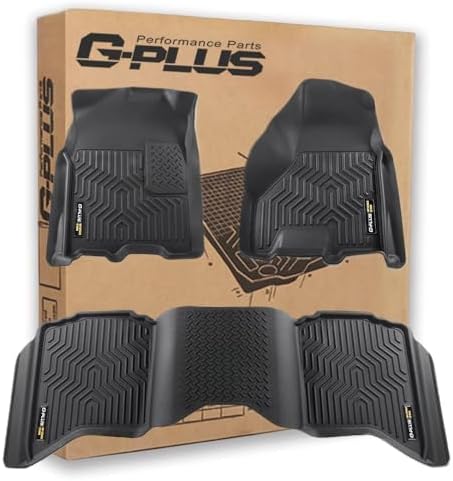 G-PLUS Floor Mats Fit for Dodge Ram 1500 2009-2024(19-24 Classic Body)/Fit Dodge Ram 2500 3500 2010-2018 Crew Cab w/Auto Trans, TPE Custom Fit All Weather Floor Liners 1st and 2nd Row,Black