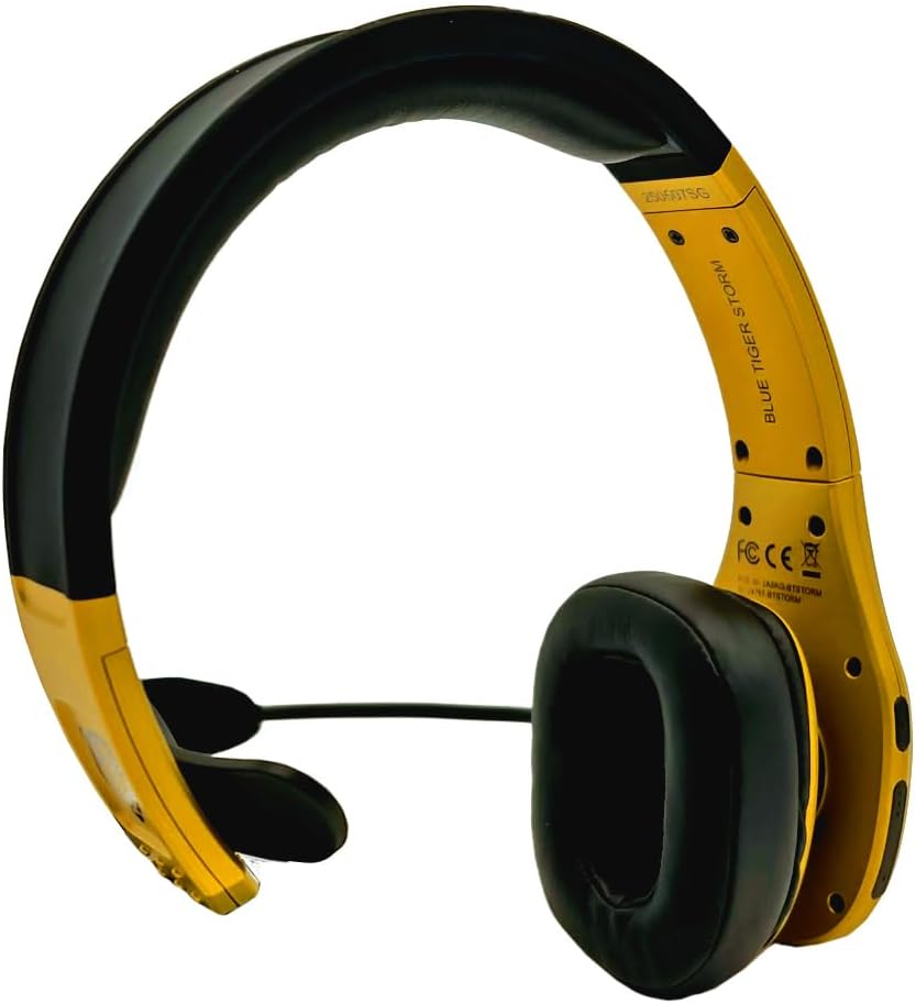 Blue Tiger Storm Gold - Premium Trucker Bluetooth Headset-Wireless Noise Canceling Mono Headset with Mic -High-Fidelity Sound, 30-Hour Talk Time, USB-C Charging - for Truck Drivers, Bluetooth 5.0