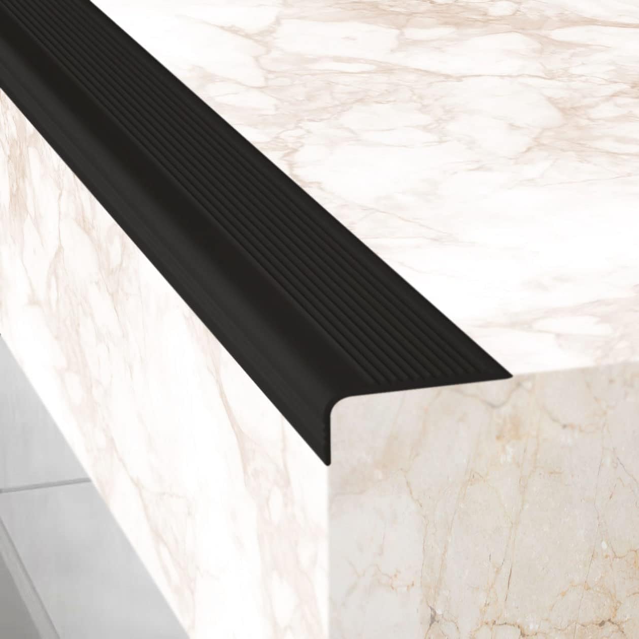 Rubber Bond Stair Edge Protector (Pack of 15) 36x2x1 inch Anti-Slip Stair Corner Trim Rubber Strips - Waterproof Self-Adhesive Staircases for Outdoor & Indoor Uses | Protect Kids & Pets - Black