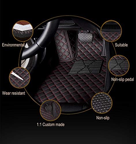 Custom Car Floor Mat Compatible with BMW Mercedes-Benz Toyota Cadillac Lexus Honda Infiniti Nissan Hyundai Kia Audi All Models Cars Sedans SUVs Automotive Mats (Black and Green bar)